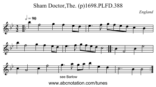 Sham Doctor,The. (p)1698.PLFD.388 - staff notation
