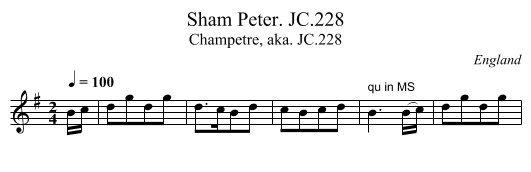 Sham Peter. JC.228 - staff notation