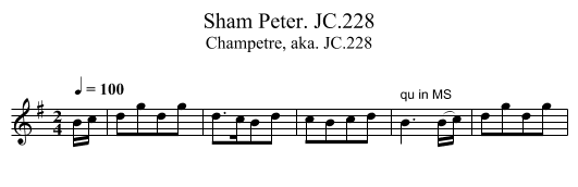 Sham Peter. JC.228 - staff notation