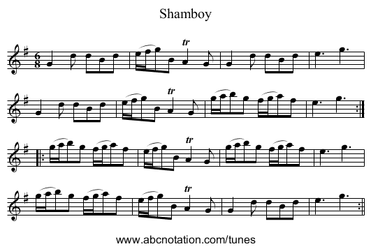 Shamboy - staff notation