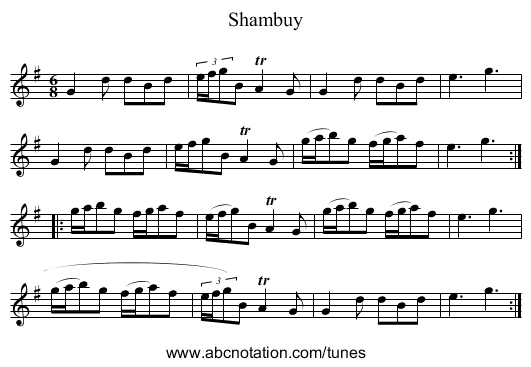 Shambuy - staff notation
