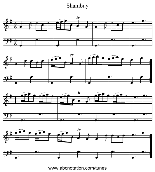 Shambuy - staff notation