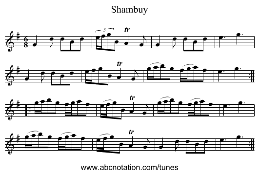 Shambuy - staff notation