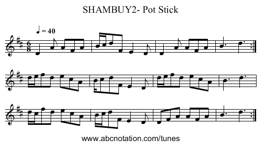 SHAMBUY2- Pot Stick - staff notation