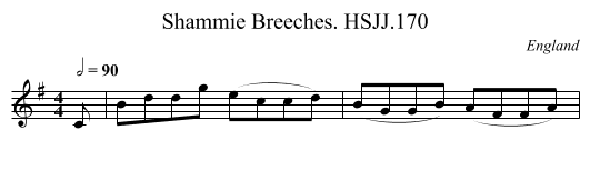 Shammie Breeches. HSJJ.170 - staff notation