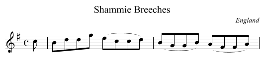 Shammie Breeches - staff notation