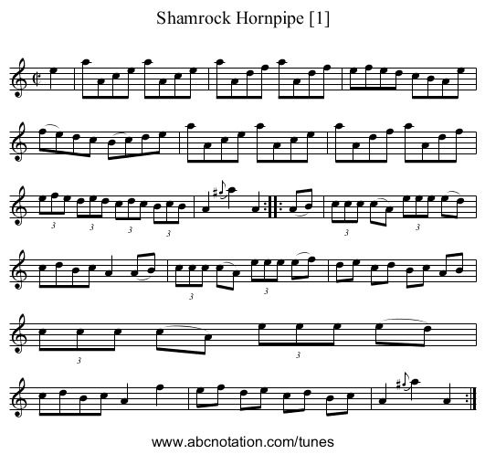 Shamrock Hornpipe [1] - staff notation