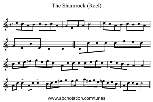 Shamrock (Reel), The - staff notation
