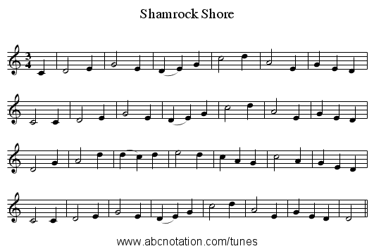 Shamrock Shore - staff notation