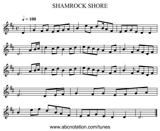 SHAMROCK SHORE - staff notation