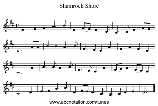 Shamrock Shore - staff notation