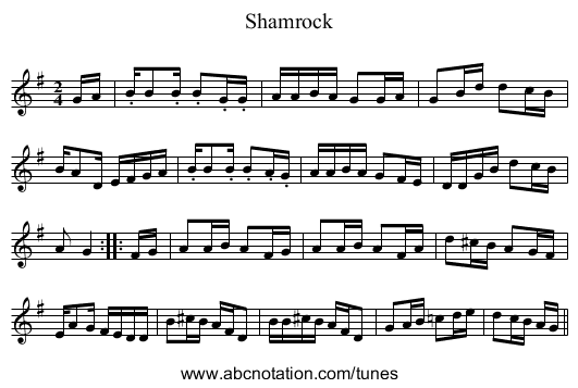 Shamrock - staff notation