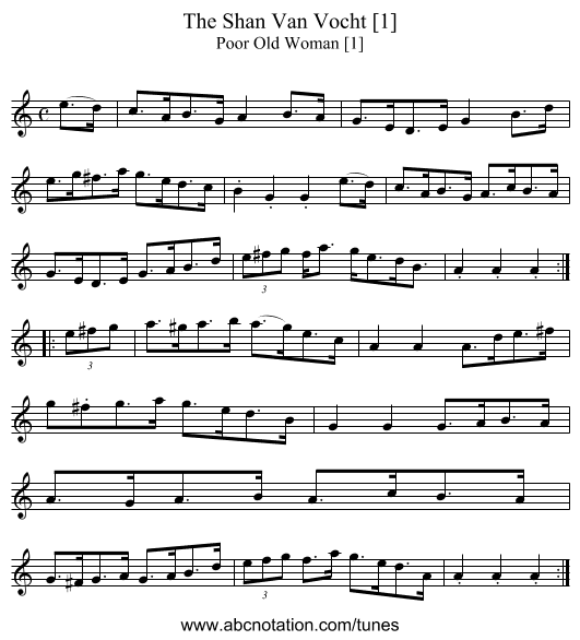 Shan Van Vocht [1], The - staff notation