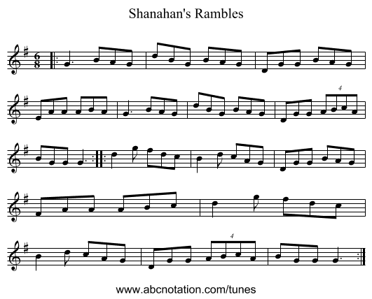 Shanahan's Rambles - staff notation