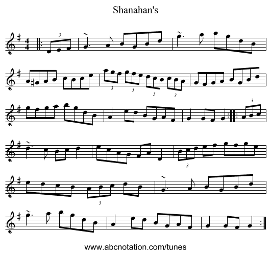 Shanahan's - staff notation
