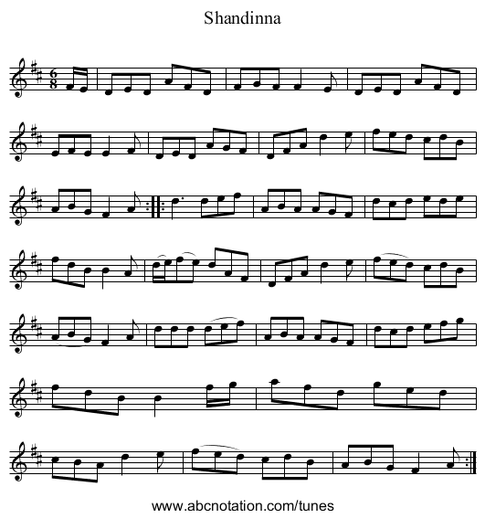 Shandinna - staff notation