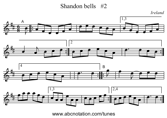 Shandon bells   #2 - staff notation