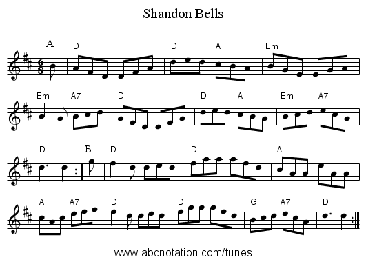 Shandon Bells - staff notation