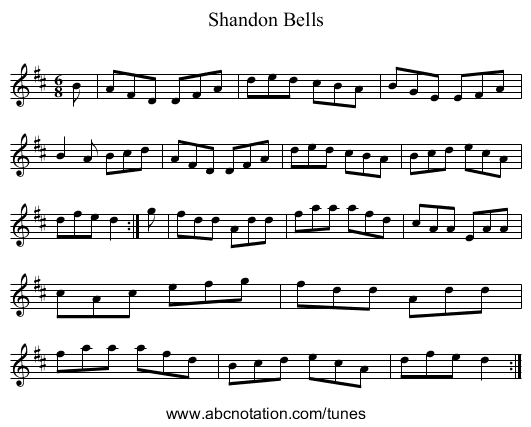 Shandon Bells - staff notation