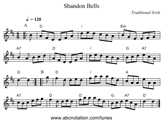Shandon Bells - staff notation