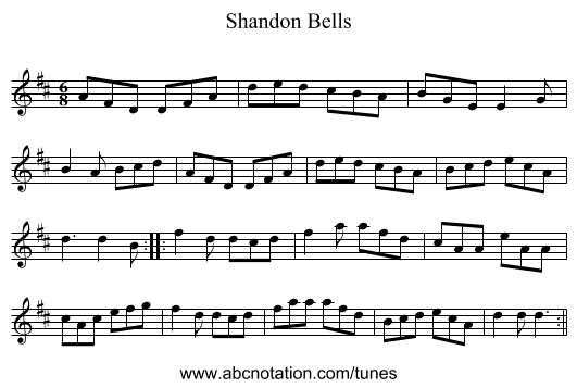 Shandon Bells - staff notation