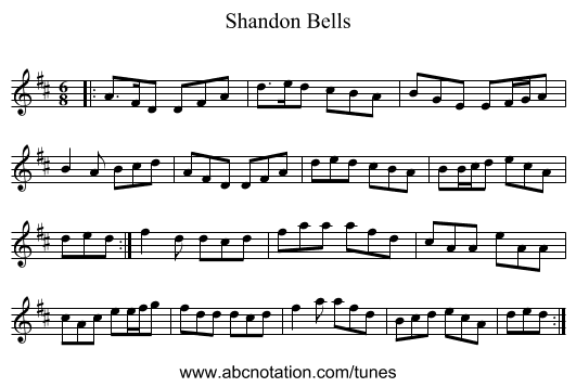 Shandon Bells - staff notation