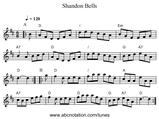 Shandon Bells - staff notation