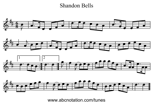 Shandon Bells - staff notation