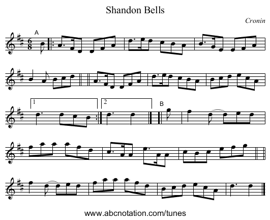 Shandon Bells - staff notation