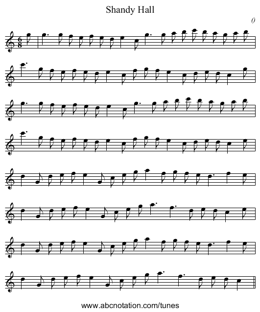 Shandy Hall - staff notation