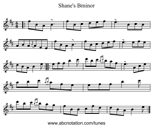 Shane's Bminor - staff notation