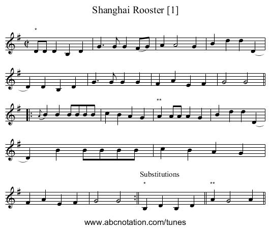 Shanghai Rooster [1] - staff notation