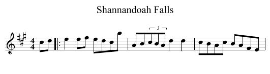 Shannandoah Falls - staff notation