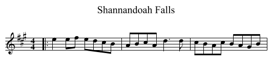 Shannandoah Falls - staff notation