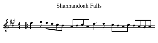 Shannandoah Falls - staff notation