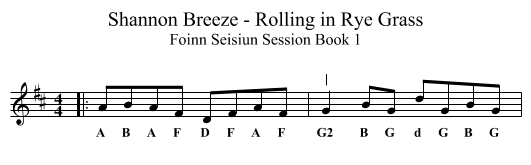 Shannon Breeze - Rolling in Rye Grass - staff notation