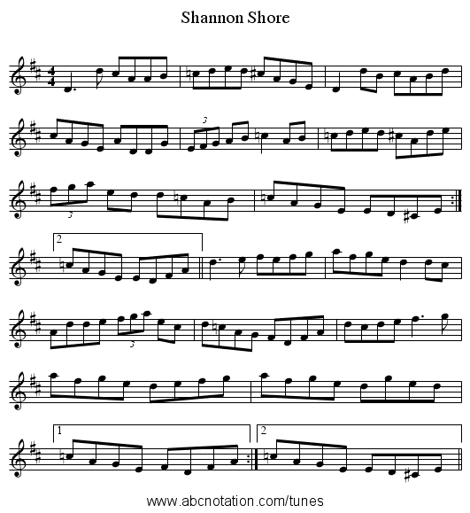 Shannon Shore - staff notation