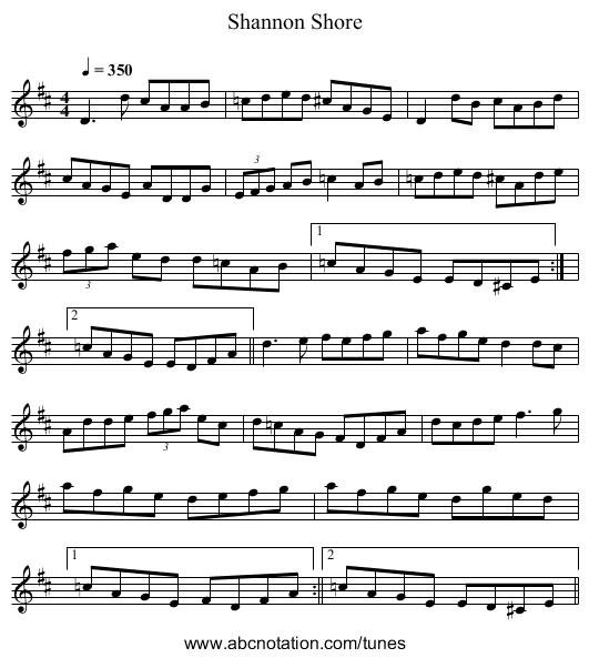 Shannon Shore - staff notation