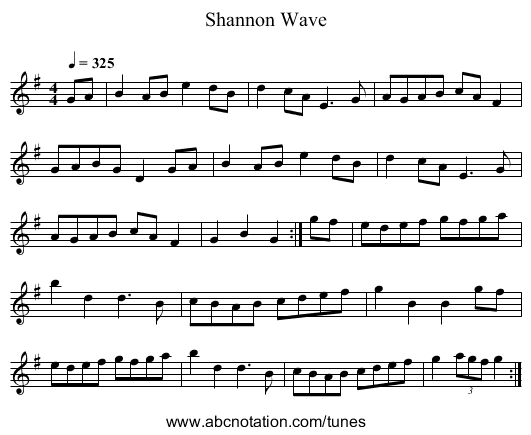 Shannon Wave - staff notation