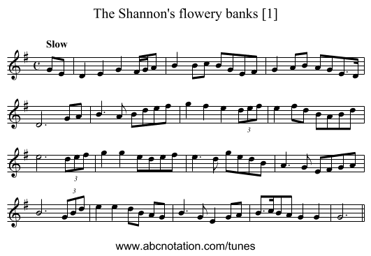 Shannon's flowery banks [1], The - staff notation