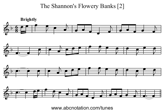 Shannon's Flowery Banks [2], The - staff notation