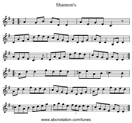 Shannon's - staff notation