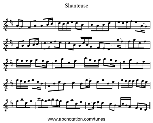 Shanteuse - staff notation