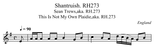 Shantruish. RH273 - staff notation
