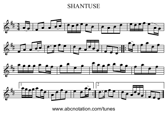 SHANTUSE - staff notation