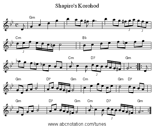Shapiro's Korohod - staff notation