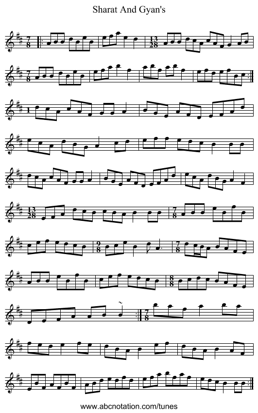 Sharat And Gyan's - staff notation