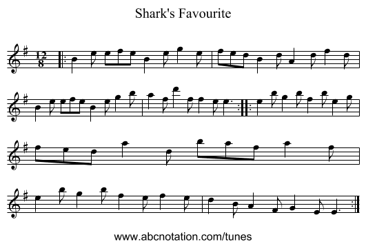 Shark's Favourite - staff notation