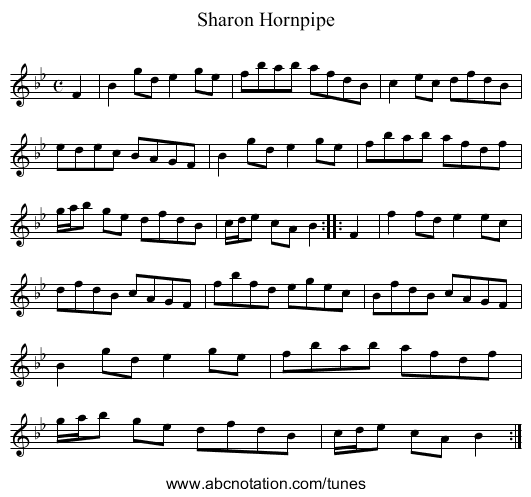 Sharon Hornpipe - staff notation