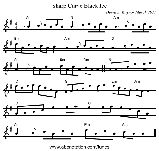 Sharp Curve Black Ice - staff notation